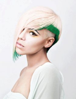 blond włosy z zielonymi końcówkmi