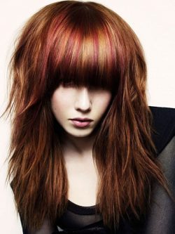naturalny rudy długie włosy z grzywką