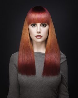 rudo czerwone długie włosy