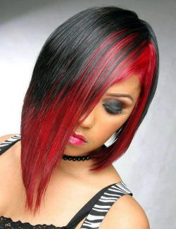 czarno czerwone włosy
